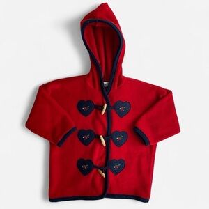 Vintage girls red hearts & apples fleece jacket